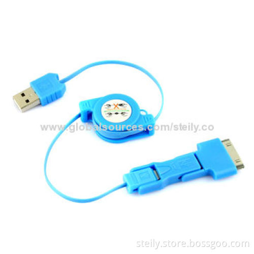 Universal 3-in-1 Stretch Micro USB Data Cable for Smartphones